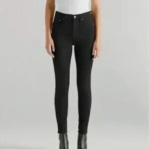 Edwin 1947 Women's Candice High Rise Skinny Jeans Washed Black Size 24 NIB